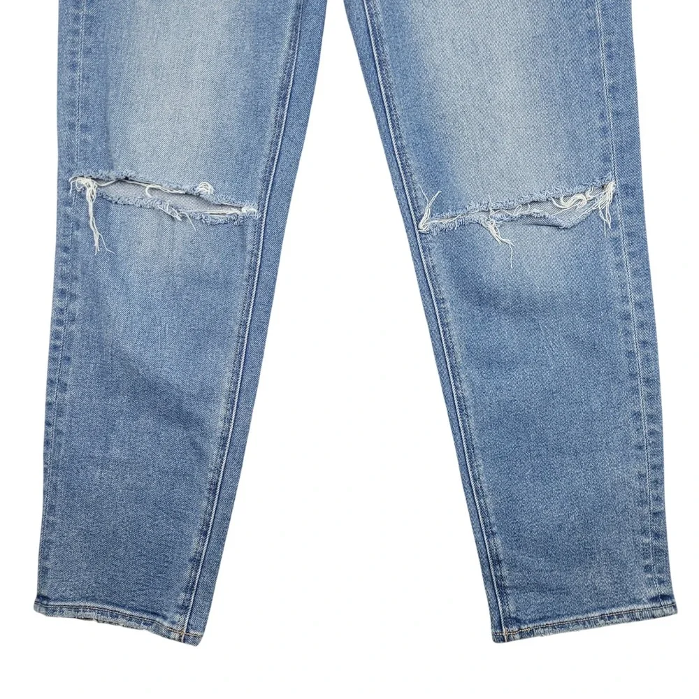 American Eagle Mom Straight Jeans Womens Sz 4 High Rise Distressed Denim Blue
